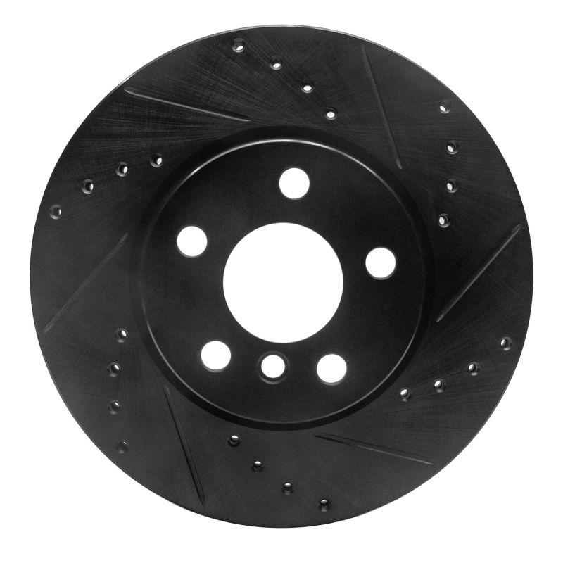 Mini Cooper Clubman Brake Rotor (1) - Front Right - R1 Concepts - Drilled & Slotted - Black - `14-`21